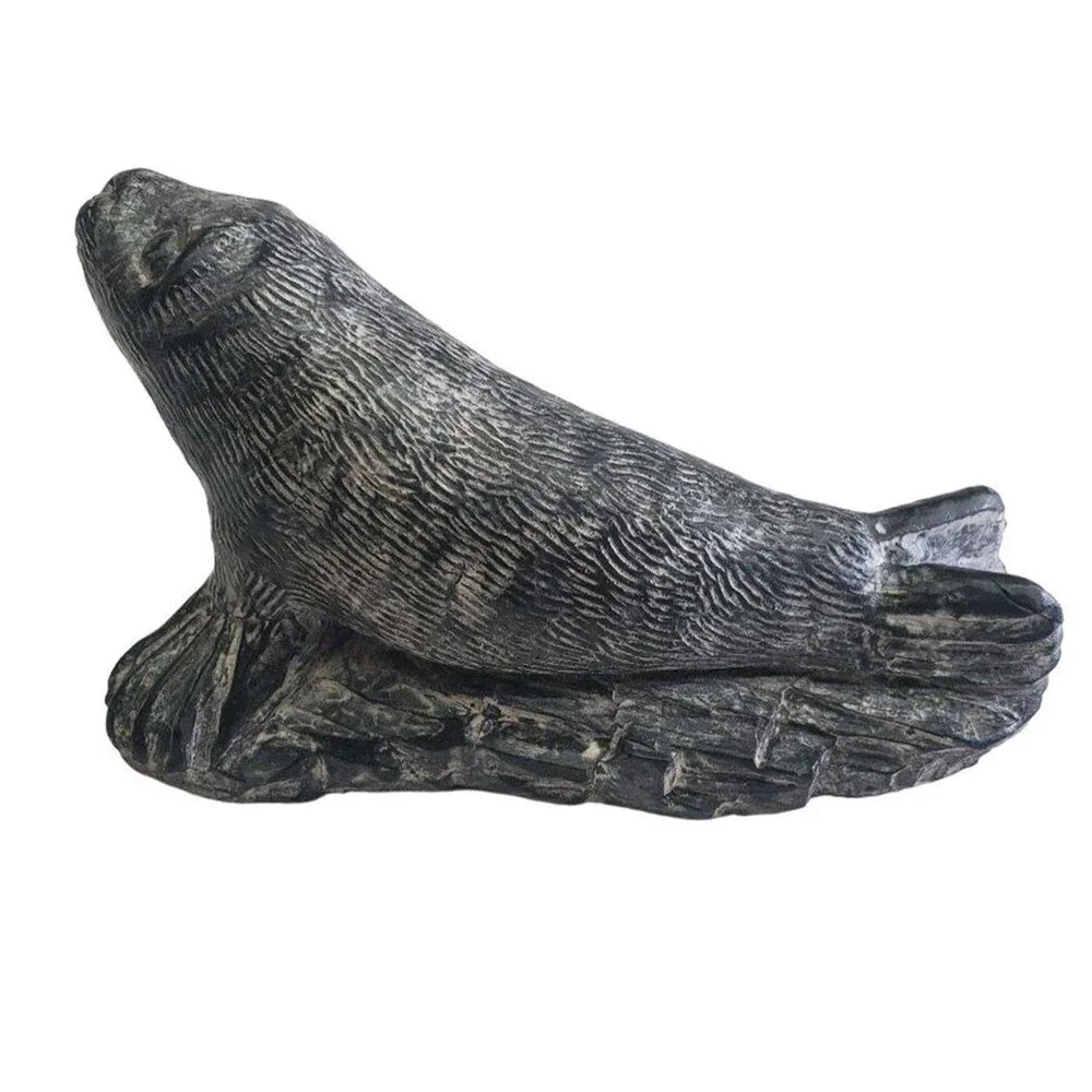 Wolf Original Canadian Soapstone Sea Lion Seal Carving Handmade Art Vintage